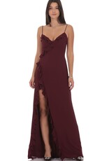 Lucy In The Sky Ruffle V Neck Maxi Dress