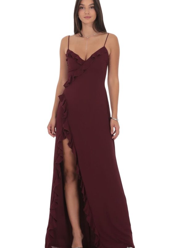 Lucy In The Sky Ruffle V Neck Maxi Dress
