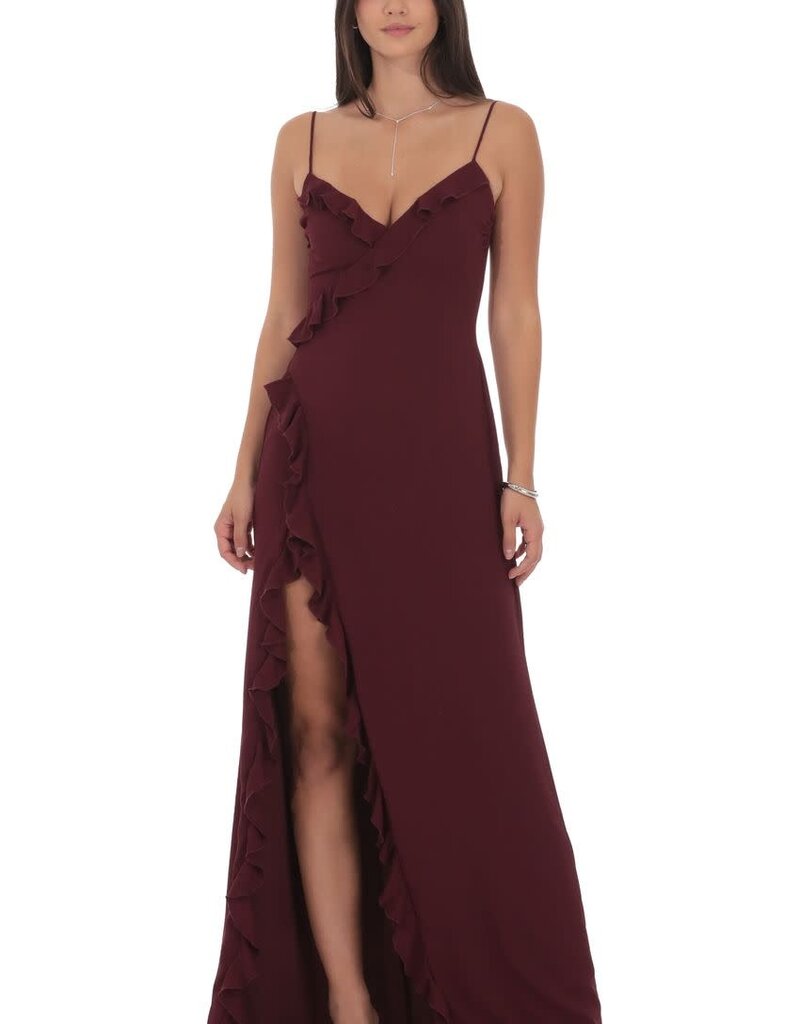 Lucy In The Sky Ruffle V Neck Maxi Dress