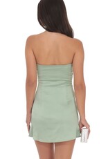 Lucy In The Sky Double Draped Satin Strapless Mini Dress