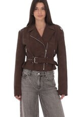 Lucy In The Sky Faux Leather Cropped Moto Jacket