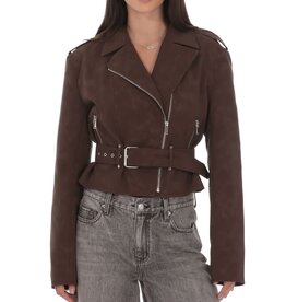 Lucy In The Sky Faux Leather Cropped Moto Jacket