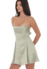 Lucy In The Sky Satin Draped A Line Mini Dress