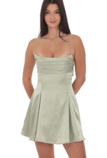 Lucy In The Sky Satin Draped A Line Mini Dress