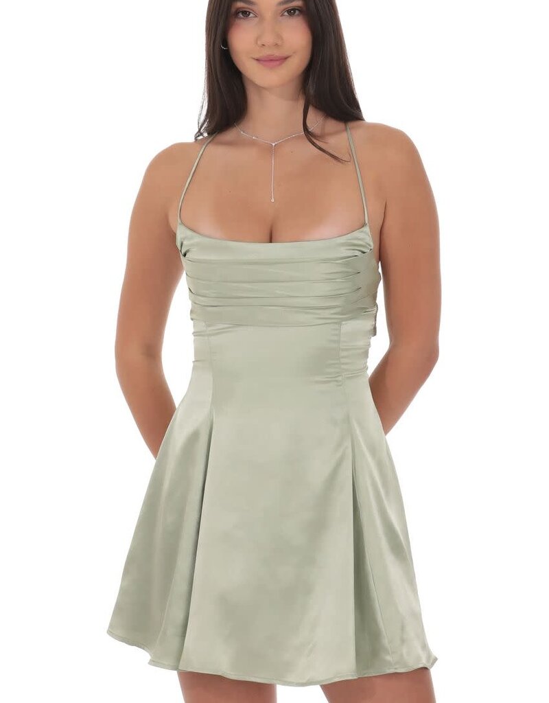 Lucy In The Sky Satin Draped A Line Mini Dress