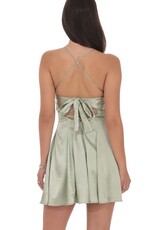 Lucy In The Sky Satin Draped A Line Mini Dress