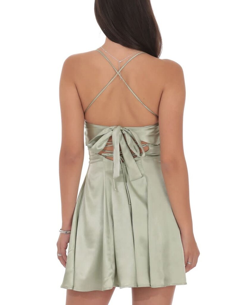 Lucy In The Sky Satin Draped A Line Mini Dress