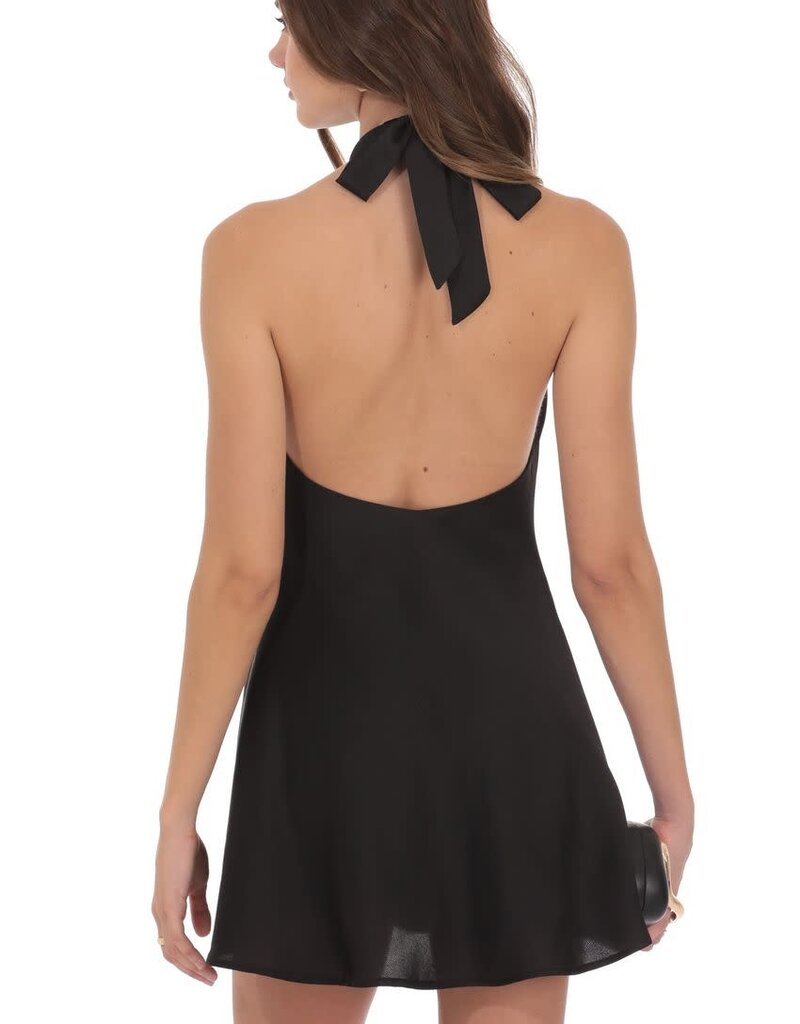 Lucy In The Sky Satin Choker Cowl Neck Mini Dress