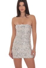 Lucy In The Sky Two Toned Sequin Strapless Bodycon Mini Dress