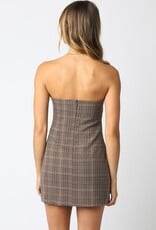 Strapless Plaid Mini Dress