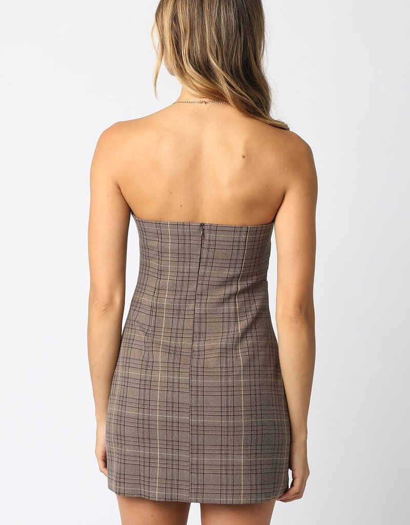 Strapless Plaid Mini Dress