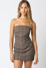 Strapless Plaid Mini Dress