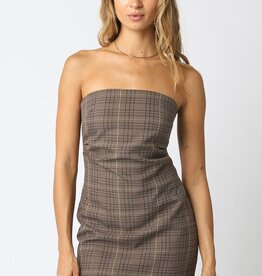 Strapless Plaid Mini Dress