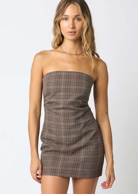 Strapless Plaid Mini Dress