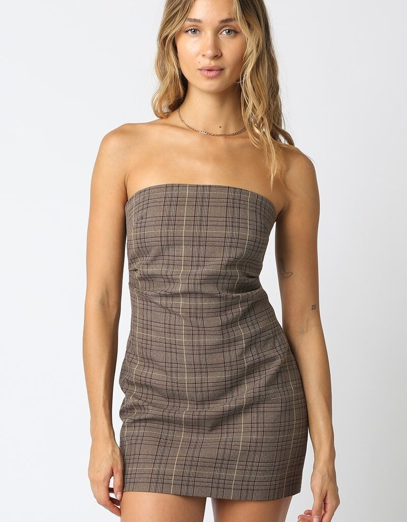 Strapless Plaid Mini Dress