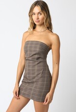 Strapless Plaid Mini Dress