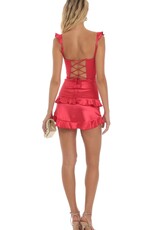 Lucy In The Sky Satin Ruffle Bodycon Mini Dress