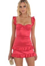Lucy In The Sky Satin Ruffle Bodycon Mini Dress