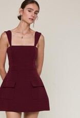 Vibrant Solid Double Pocket Square Neck Mini Dress