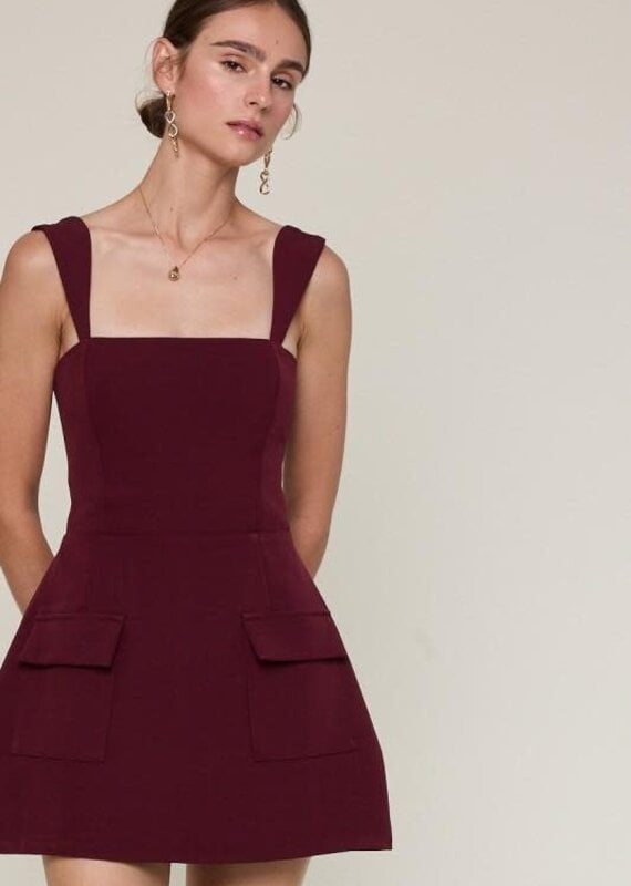 Vibrant Solid Double Pocket Square Neck Mini Dress