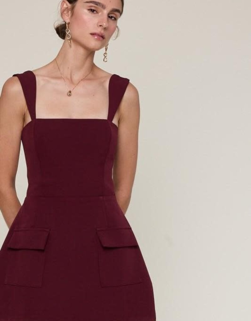 Vibrant Solid Double Pocket Square Neck Mini Dress