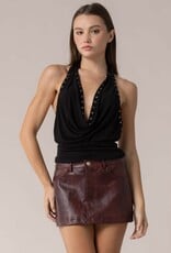 Knit Studded Draped Halter Top