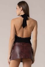 Knit Studded Draped Halter Top