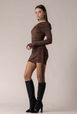 Knit Asymmetrical Shirred One Shoulder Mini Dress