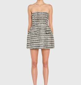 Amanda Uprichard Bethany Tweed Strapless Romper Mini Dress
