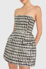 Amanda Uprichard Bethany Tweed Strapless Romper Mini Dress