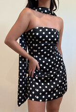 Polka Dot Tube Mini Dress w/Scarf