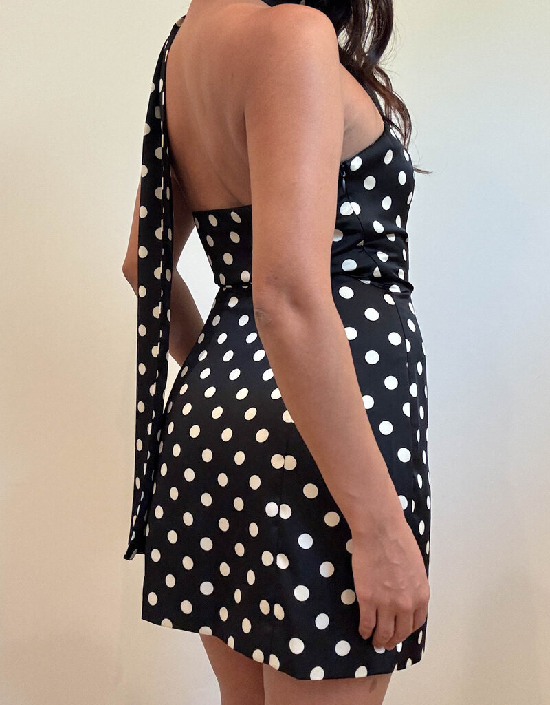 Polka Dot Tube Mini Dress w/Scarf