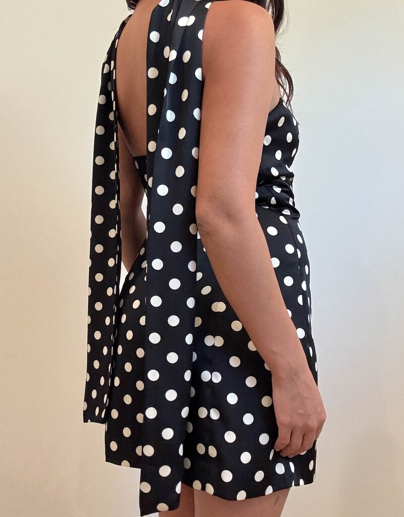 Polka Dot Tube Mini Dress w/Scarf