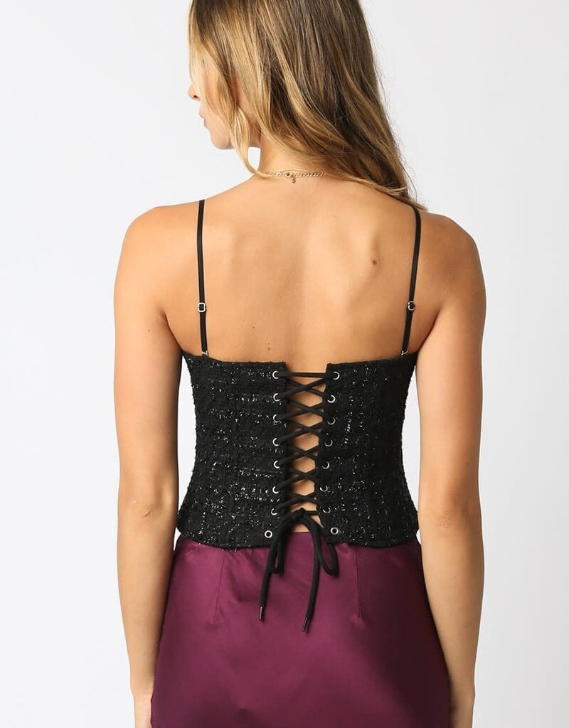 Tweed Sequin Corset Top