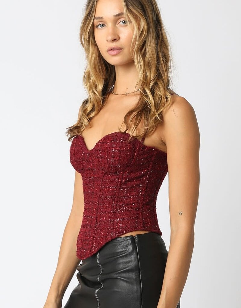 Tweed Sequin Corset Top
