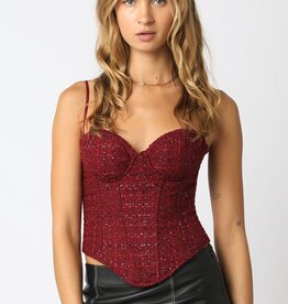 Tweed Sequin Corset Top
