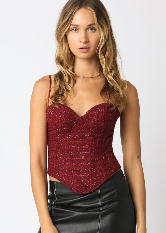 Tweed Sequin Corset Top