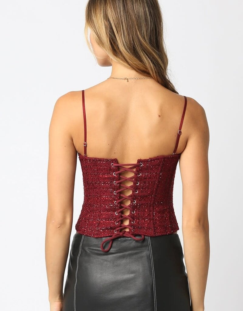 Tweed Sequin Corset Top