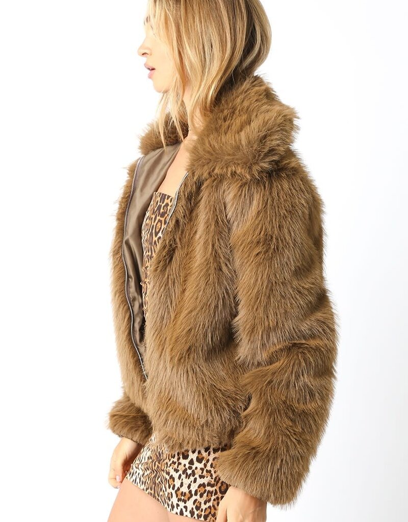 Faux Fur Zip Up Jacket