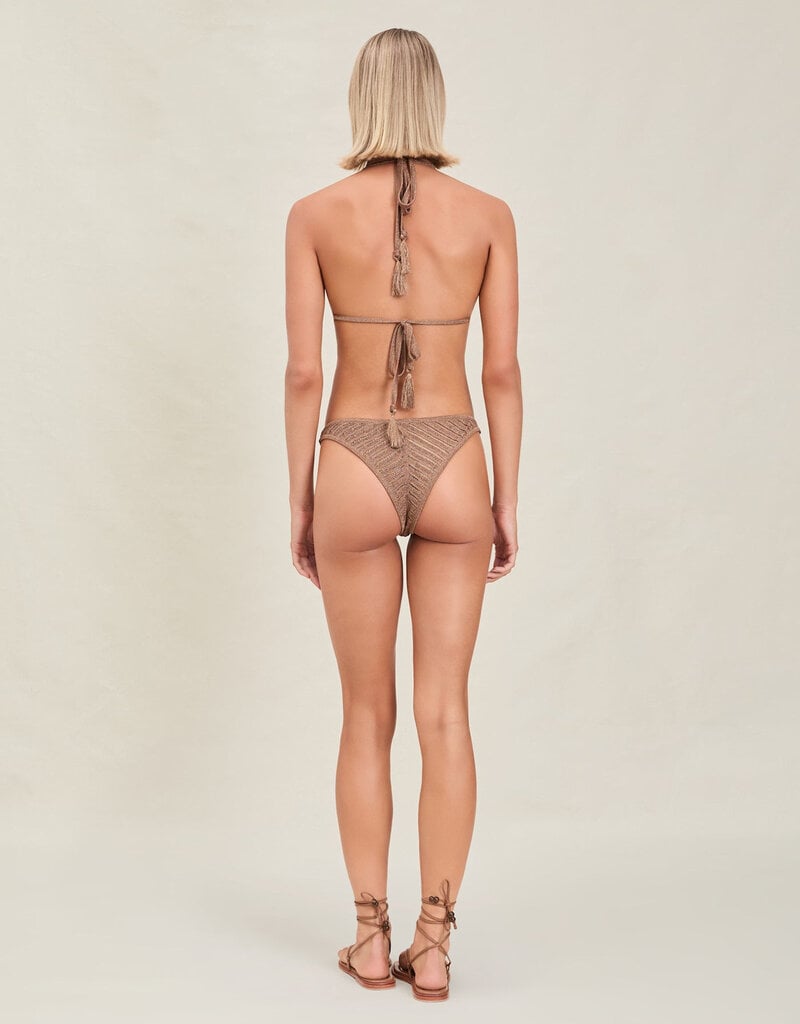 Devon Windsor Lucinda Metallic Knit Triangle Bikini Top