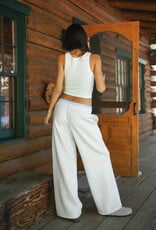 Gingham Boxer Waistband Fleece Wide Leg Sweatpants