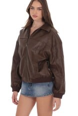 Lucy In The Sky Faux Leather Bomber Jacket