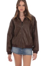 Lucy In The Sky Faux Leather Bomber Jacket