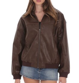 Lucy In The Sky Faux Leather Bomber Jacket