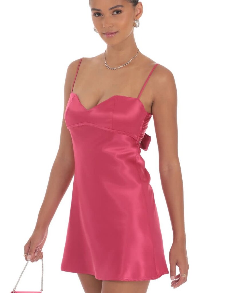 Lucy In The Sky Satin Sweetheart Neck Mini Dress