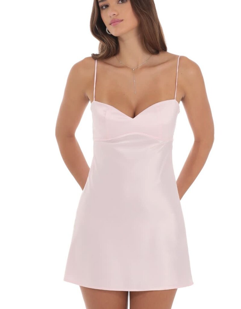 Lucy In The Sky Satin Sweetheart Neck Mini Dress