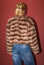 Striped Faux Fur Cropped Jacket