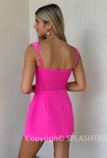 Vibrant Solid Double Pocket Square Neck Mini Dress