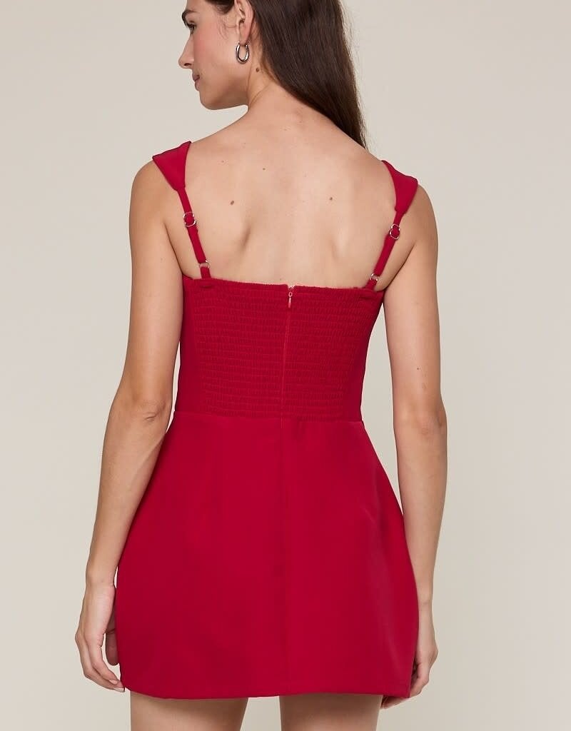 Vibrant Solid Double Pocket Square Neck Mini Dress