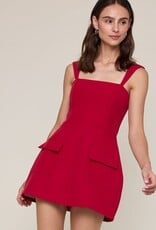 Vibrant Solid Double Pocket Square Neck Mini Dress